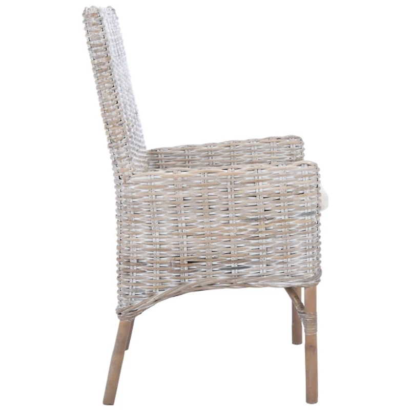 Gray Whitewash Kubu Rattan Sarah Accent Chair