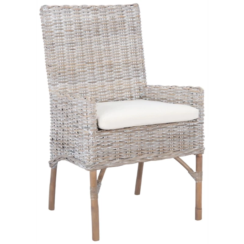 Gray Whitewash Kubu Rattan Sarah Accent Chair