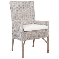 Gray Whitewash Kubu Rattan Sarah Accent Chair