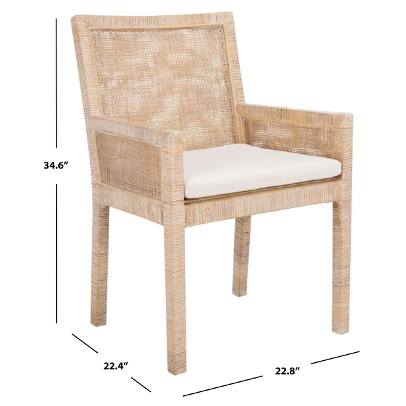 Whitewash Cane and Mango Wood Rayan Accent Chair