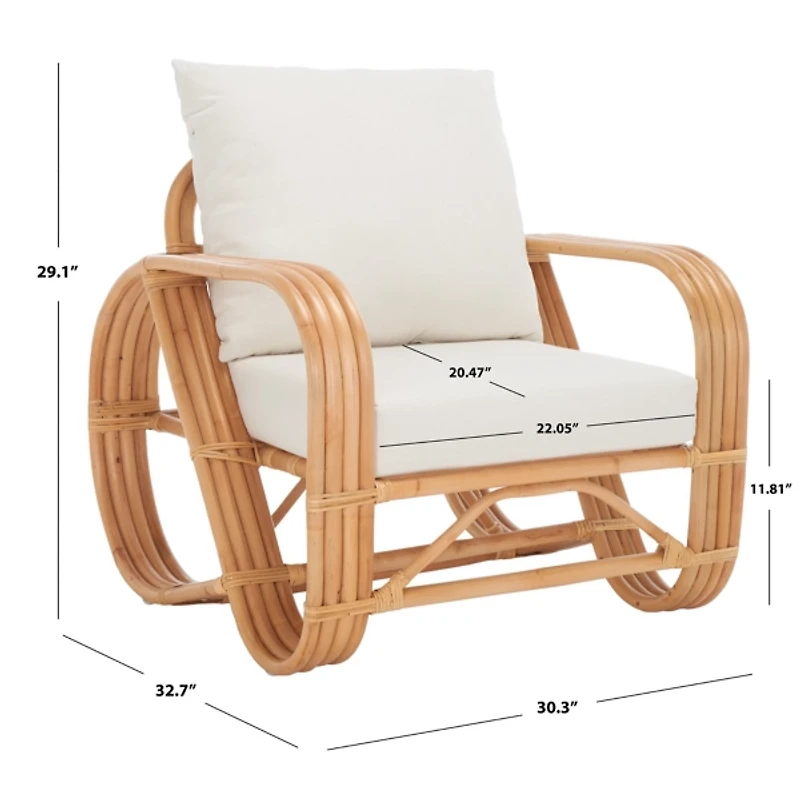 Curved Natural Rattan Sophia Accent Chair