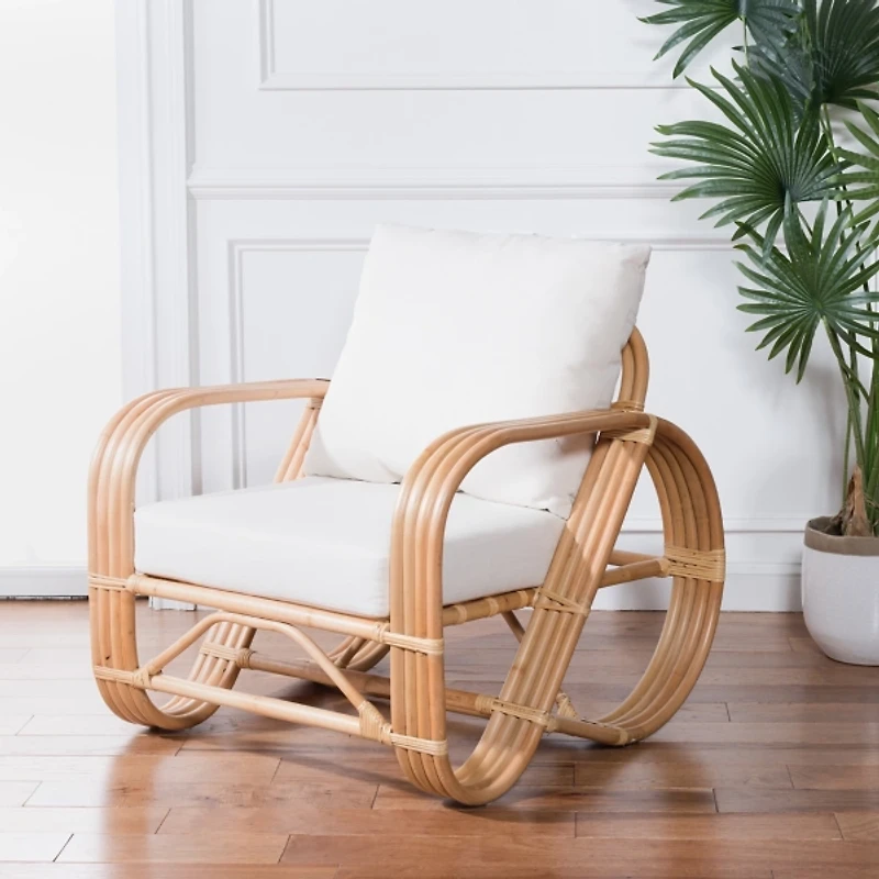 Curved Natural Rattan Sophia Accent Chair