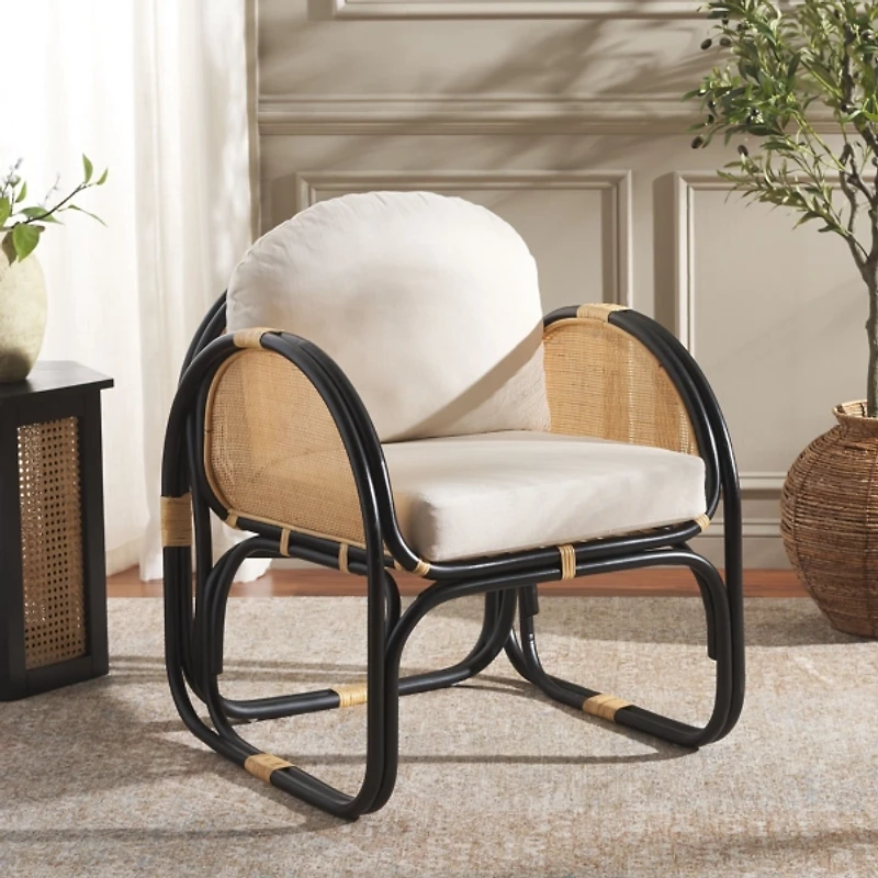 Black & Natural Rattan Lela Accent Chair