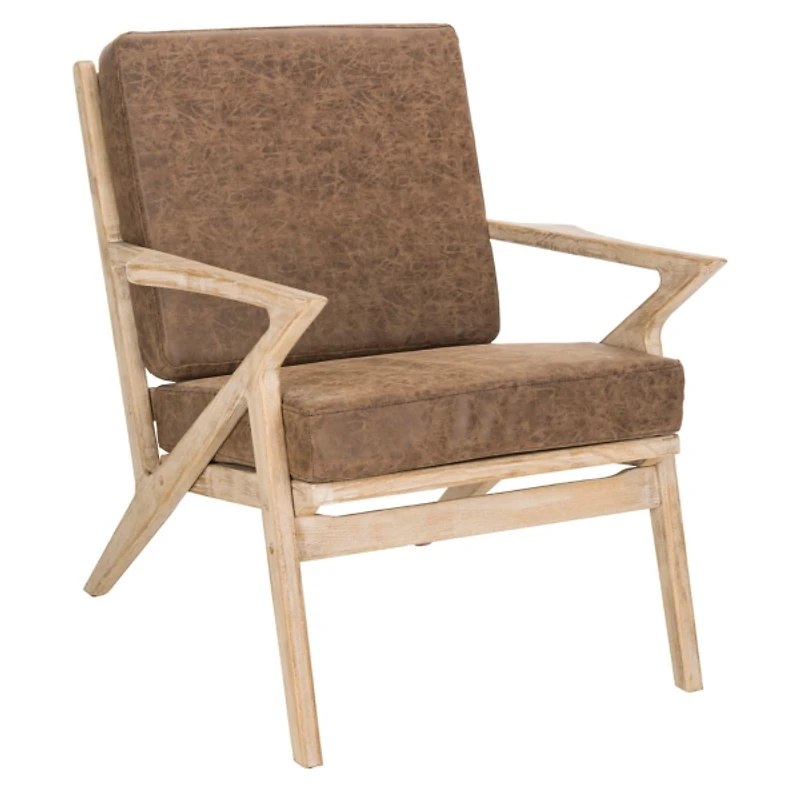 Rustic Brown Faux Leather Rosie Accent Chair