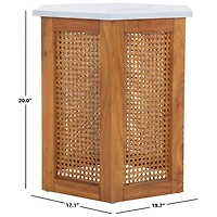 Brown Rattan and Faux Marble Sophie Accent Table