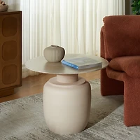 Beige Ceramic Bella Modern Accent Table