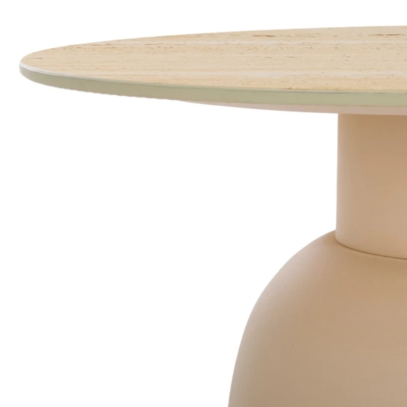 Beige Ceramic Bella Modern Accent Table, 16 in.