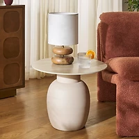 Beige Ceramic Bella Modern Accent Table, 16 in.