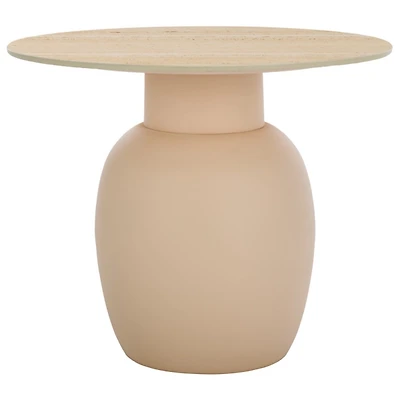 Beige Ceramic Bella Modern Accent Table, 16 in.
