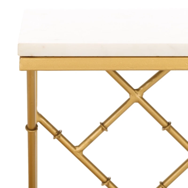 White Marble & Gold Dakota C-Table