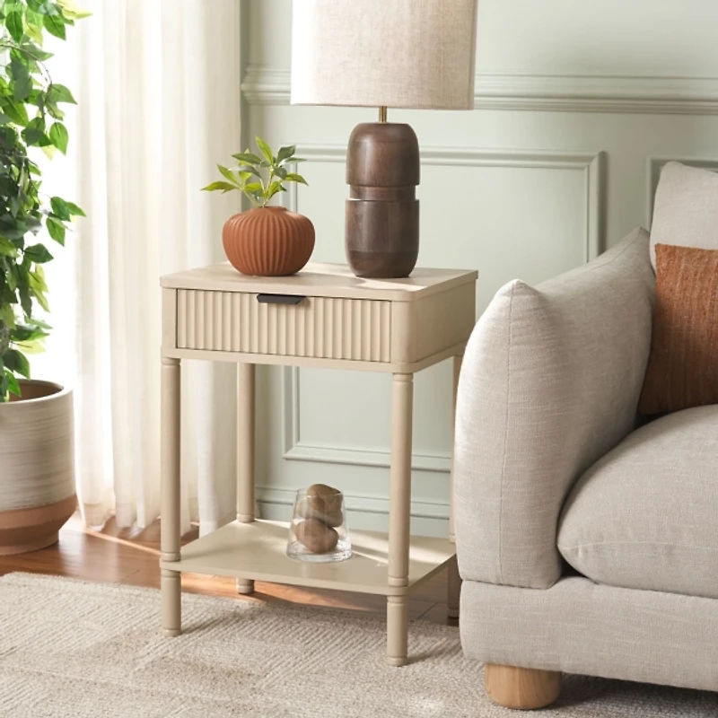 Natural Wood Mina End Table