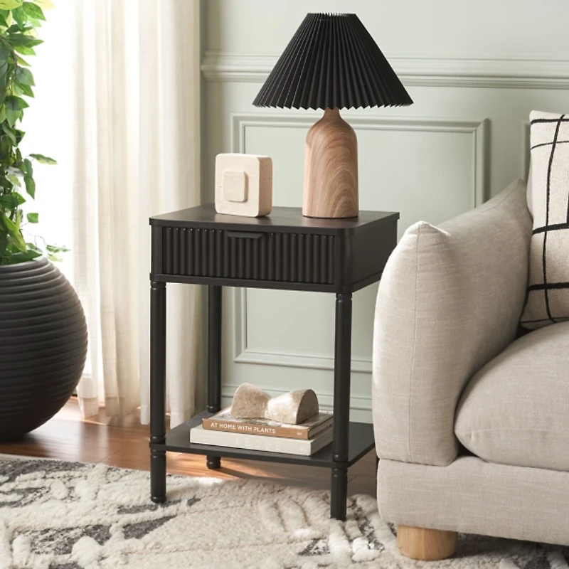 Black Wood Mina End Table