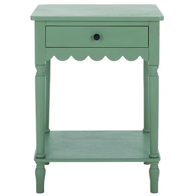 Green Wood 1-Drawer Cottage Accent Table