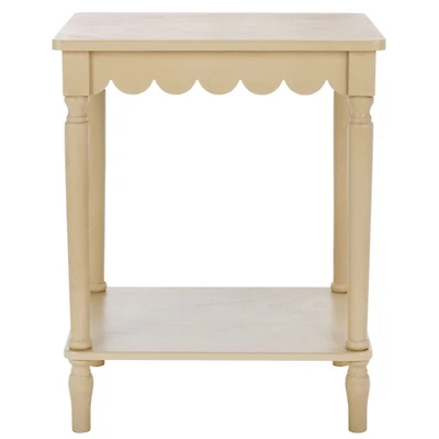 Scalloped Natural Wood Cottage Accent Table