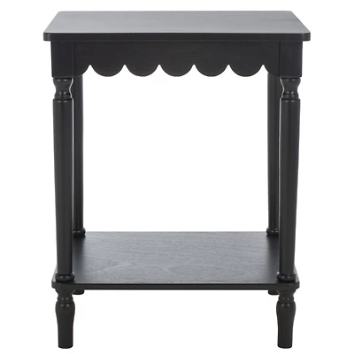 Scalloped Black Wood Cottage Accent Table
