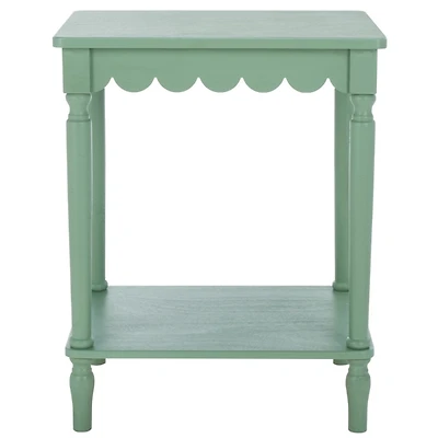 Scalloped Green Wood Cottage Accent Table