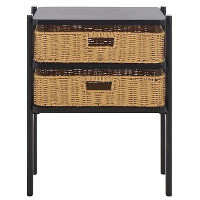 Dark Brown Woven 2-Drawer Rosa Accent Table