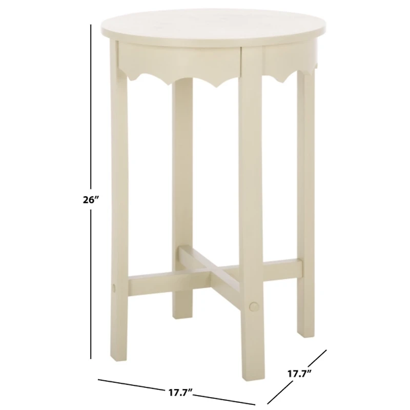 Beige Round Wood Lenora Accent Table