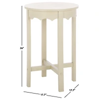 Beige Round Wood Lenora Accent Table