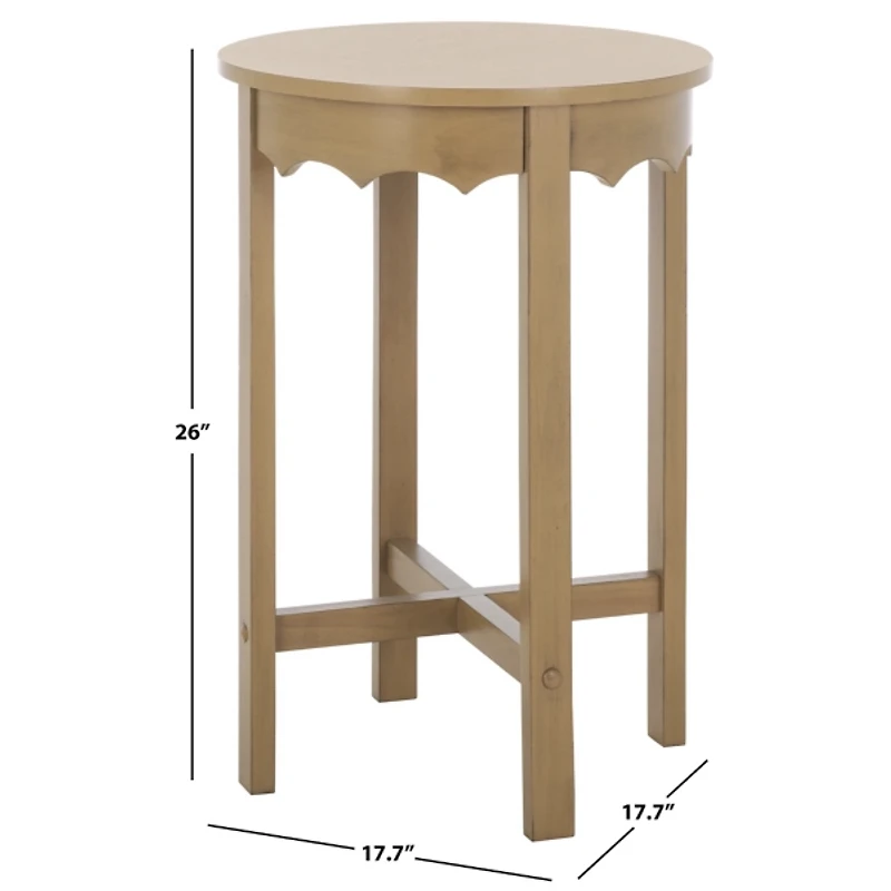 Brown Round Wood Lenora Accent Table