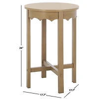 Brown Round Wood Lenora Accent Table