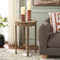 Brown Round Wood Lenora Accent Table
