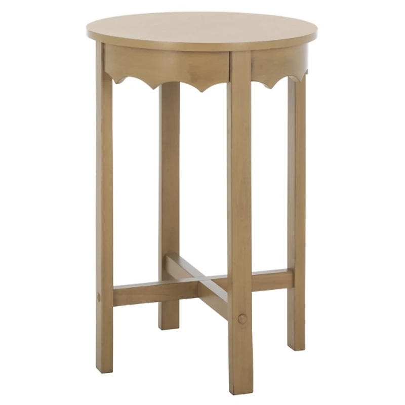 Brown Round Wood Lenora Accent Table