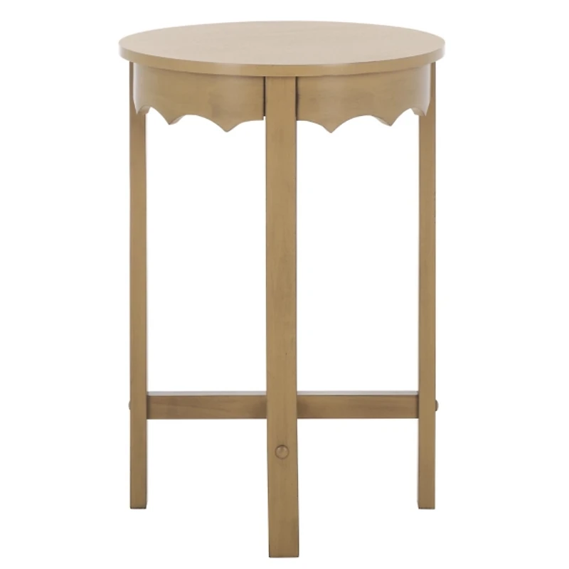 Brown Round Wood Lenora Accent Table