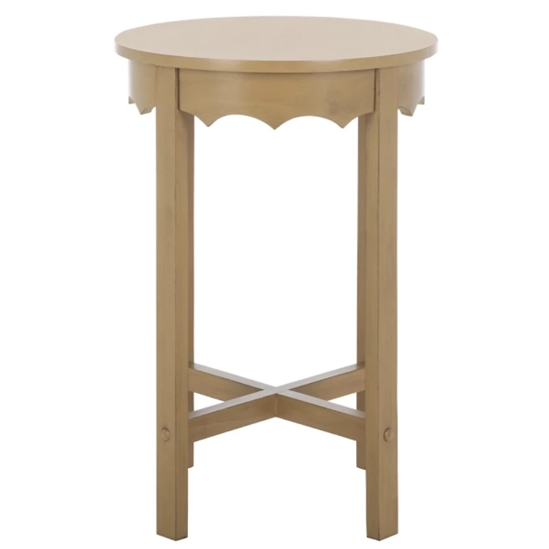 Brown Round Wood Lenora Accent Table