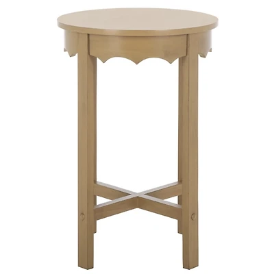 Brown Round Wood Lenora Accent Table