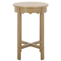 Brown Round Wood Lenora Accent Table