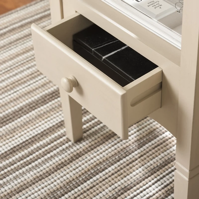 Beige Wood Single Drawer Adelaide End Table
