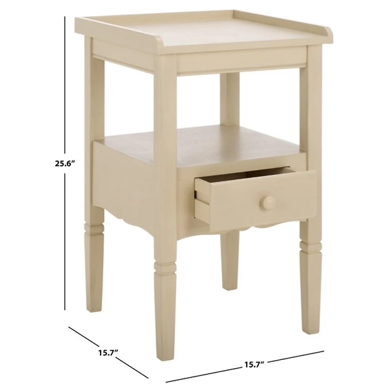 Beige Wood Single Drawer Adelaide End Table