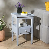 Sky Blue Wood Single Drawer Adelaide End Table
