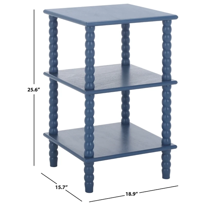Minerva Blue Wood Spindle 3-Tier Accent Table