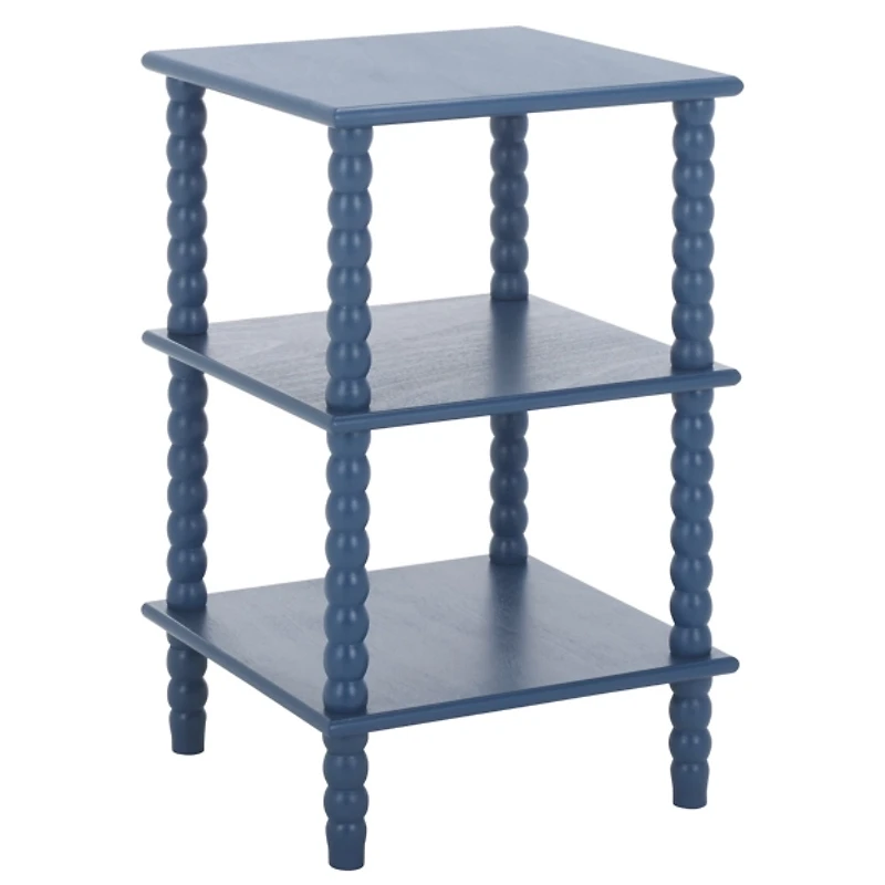 Minerva Blue Wood Spindle 3-Tier Accent Table
