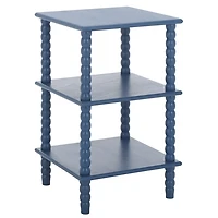 Minerva Blue Wood Spindle 3-Tier Accent Table