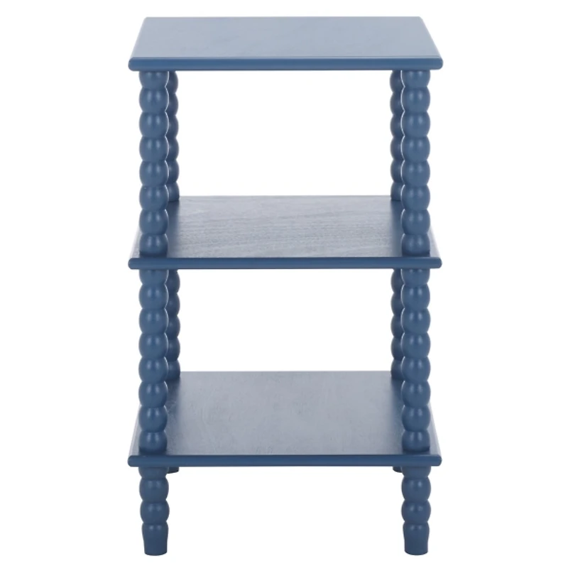 Minerva Blue Wood Spindle 3-Tier Accent Table