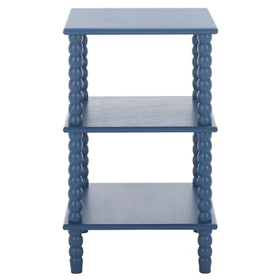 Minerva Blue Wood Spindle 3-Tier Accent Table