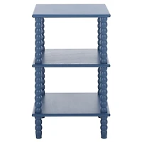 Minerva Blue Wood Spindle 3-Tier Accent Table