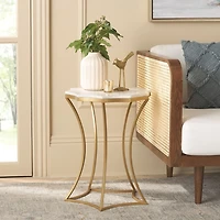White Marble Star Gold Accent Table
