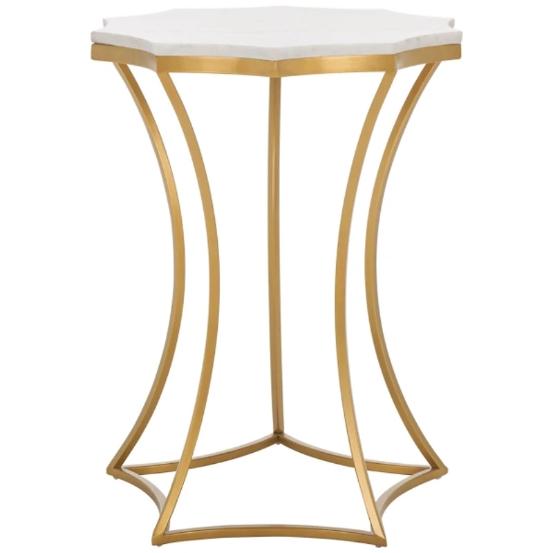 White Marble Star Gold Accent Table
