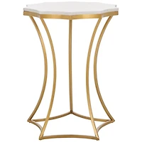 White Marble Star Gold Accent Table
