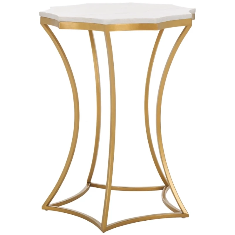 White Marble Star Gold Accent Table