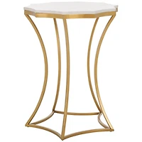 White Marble Star Gold Accent Table