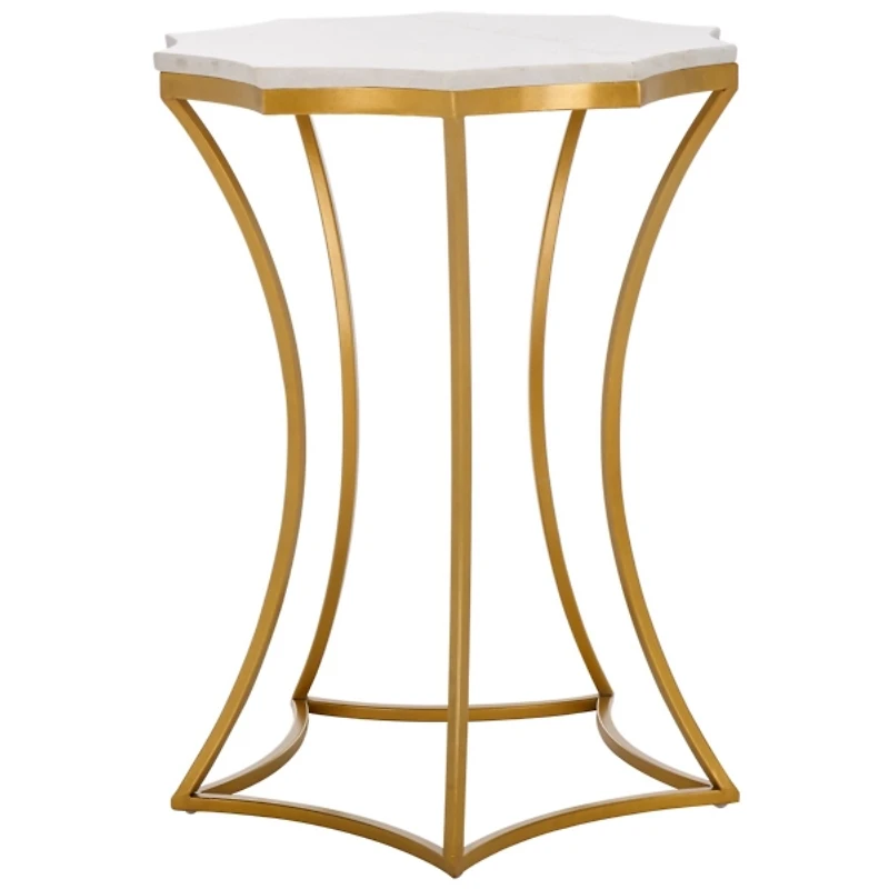 White Marble Star Gold Accent Table