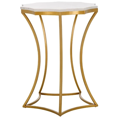 White Marble Star Gold Accent Table
