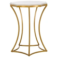 White Marble Star Gold Accent Table
