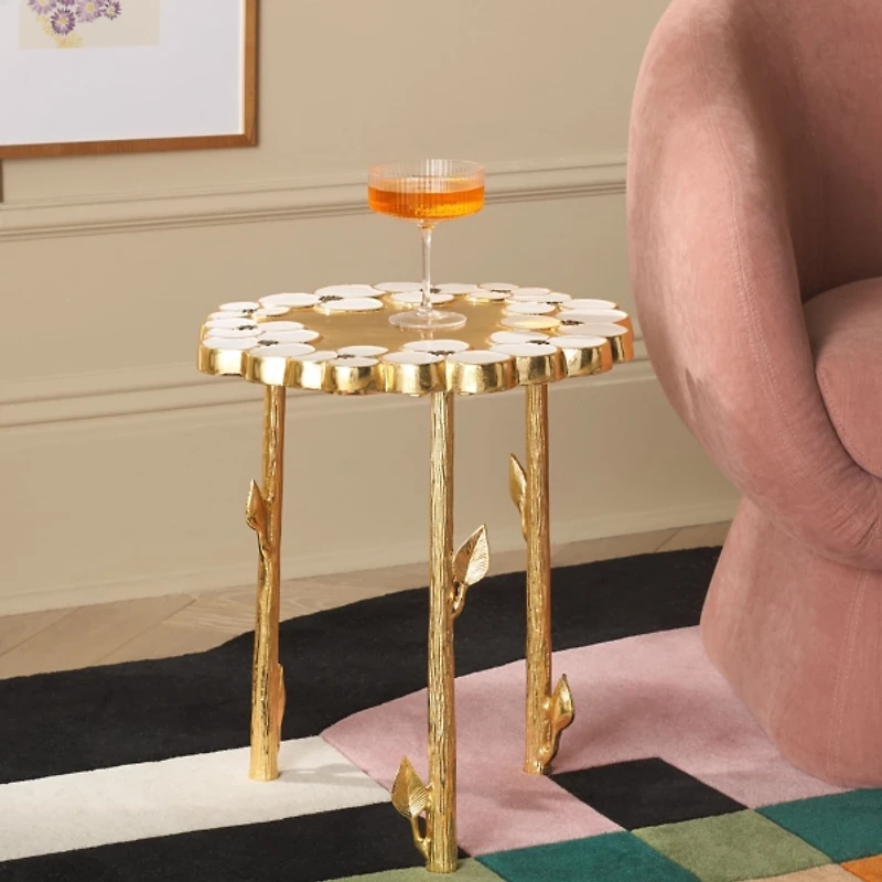 Gold Metal Flower Accent Table