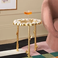 Gold Metal Flower Accent Table